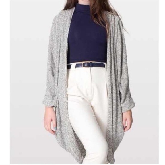 American Apparel Sweaters - American Apparel Gray Marled Longline Cardigan